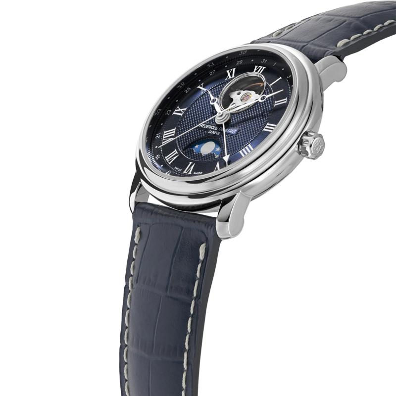 Men&#39;s Classics Heart Beat Moonphase Date Watch With Blue Leather Strap – Image 3 of 3