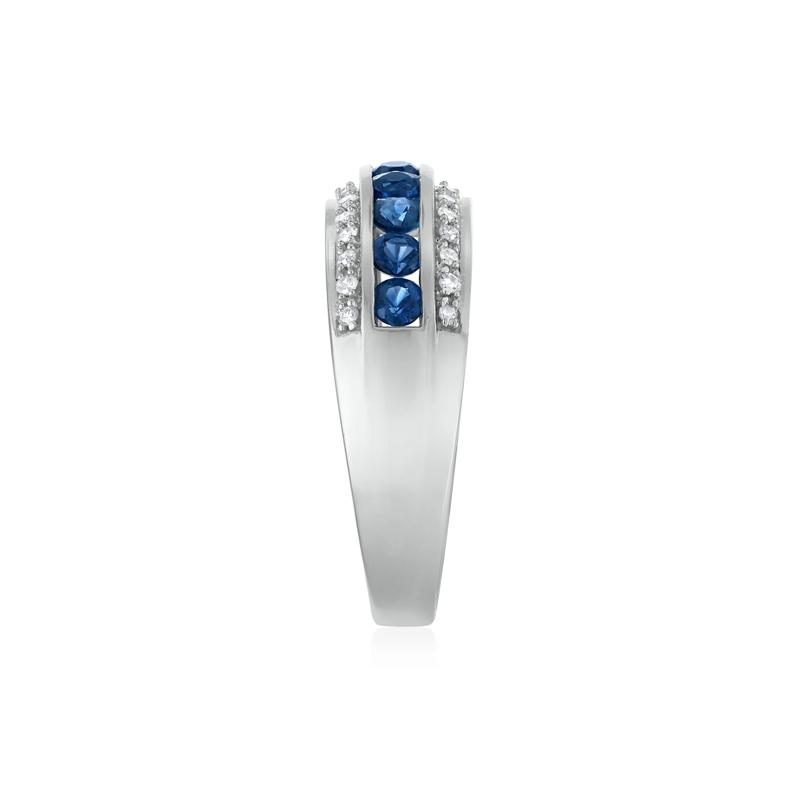 Blue Sapphire and Diamond Band in 10K White Gold (1/7 ct. tw.) – Image 3 of 3