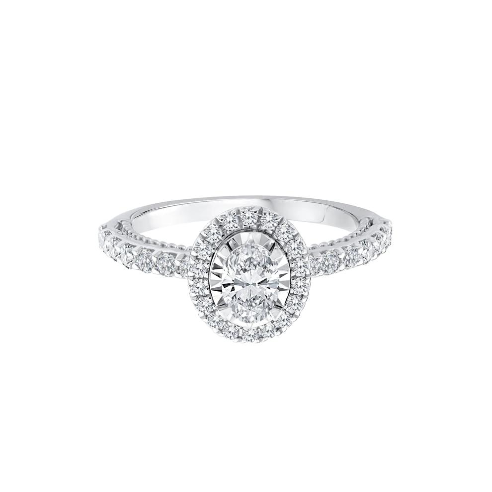 Oval Diamond Halo Engagement Ring in 10K White Gold (1 ct. tw.) – Image 1 of 3
