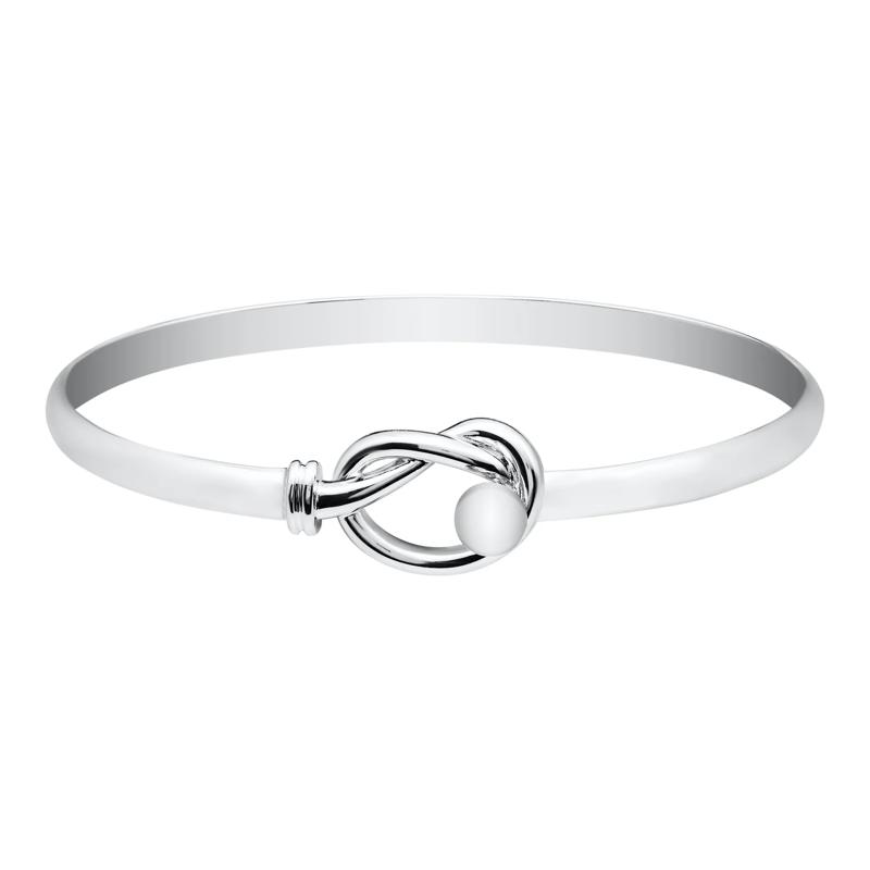 Love Knot Bead Bangle Bracelet in Sterling Silver, 7" – Image 1 of 1