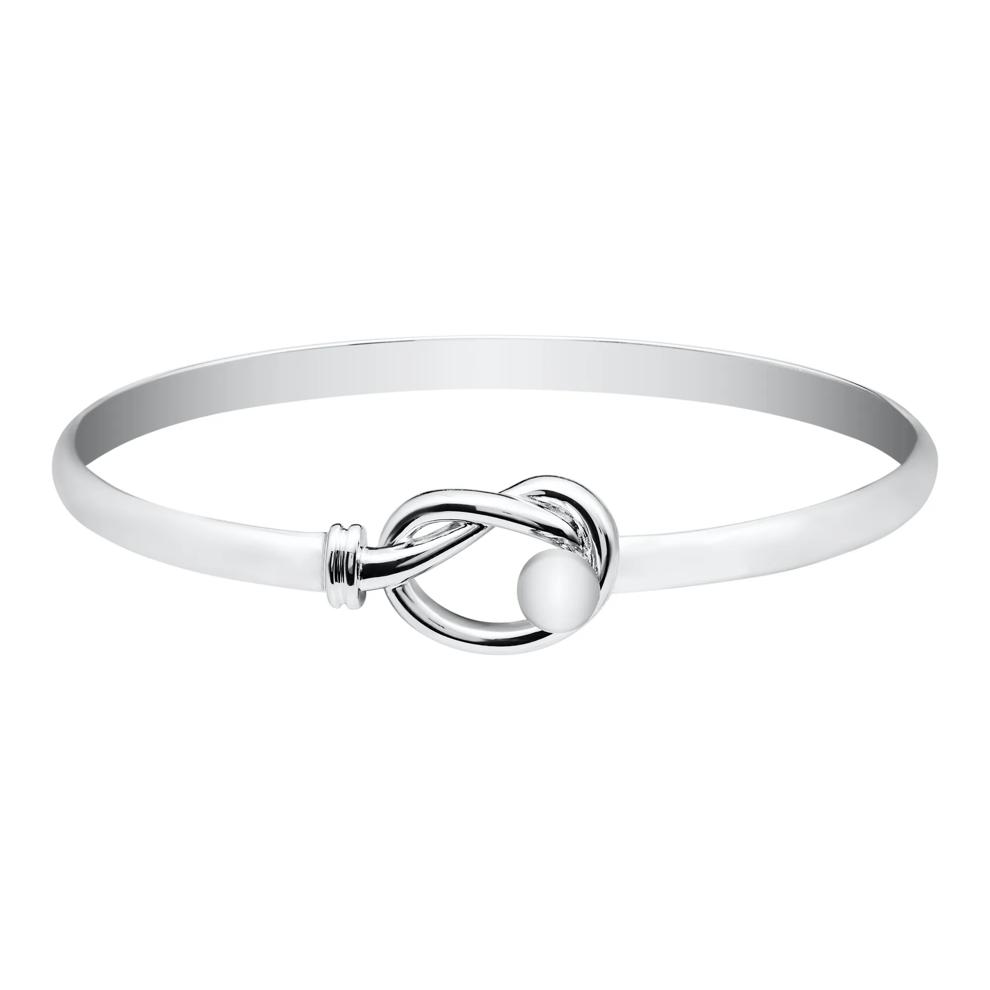 Love Knot Bead Bangle Bracelet in Sterling Silver, 7" – Image 1 of 1