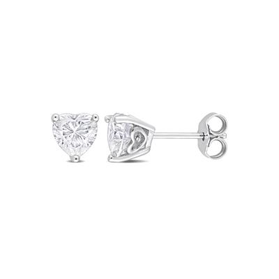 Heart-Shaped Lab-Created Moissanite Stud Earrings in Sterling Silver