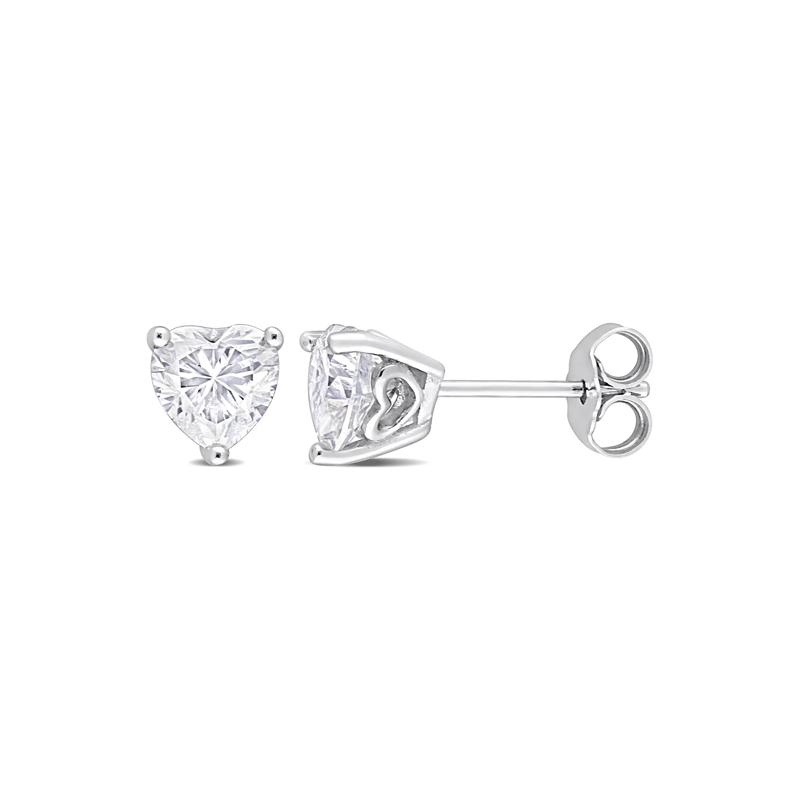 Heart-Shaped Lab-Created Moissanite Stud Earrings in Sterling Silver &#40;1 1/2 ct. dew&#41; – Image 1 of 5