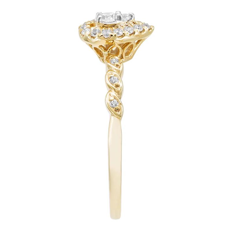 Pear-Shaped Diamond Promise Ring with Halo in 10K Yellow Gold &#40;1/5 ct. tw.&#41;  – Image 3 of 3