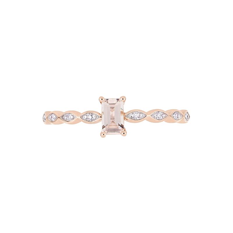 Emerald-Cut Morganite Ring in 10K Rose Gold – Image 1 of 5