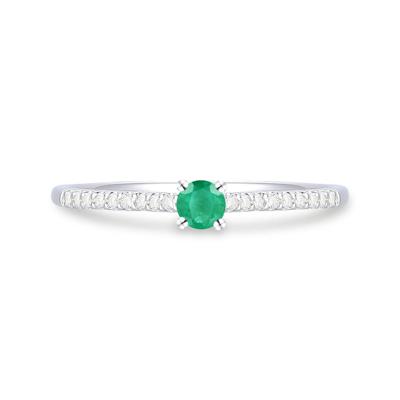 Emerald & Diamond Ring in Sterling Silver (1/10 ct. tw.)