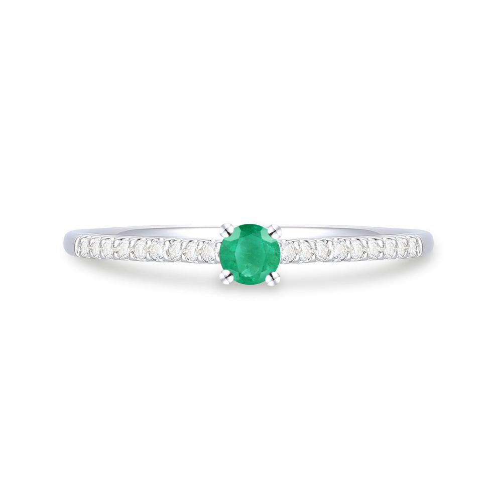 Emerald &amp; Diamond Ring in Sterling Silver (1/10 ct. tw.) – Image 1 of 4
