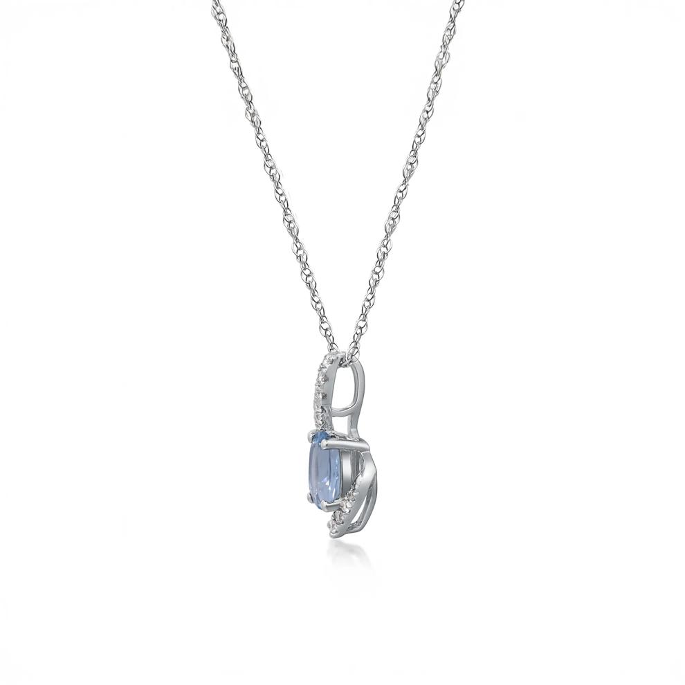 Aquamarine and Diamond Accent Pendant in 10K White Gold – Image 2 of 4