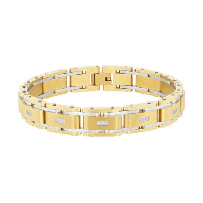Men's Diamond Bracelet in Yellow Gold-Tone Ion-Plated Stainless Steel, 8.5" (1/10 ct. tw.)