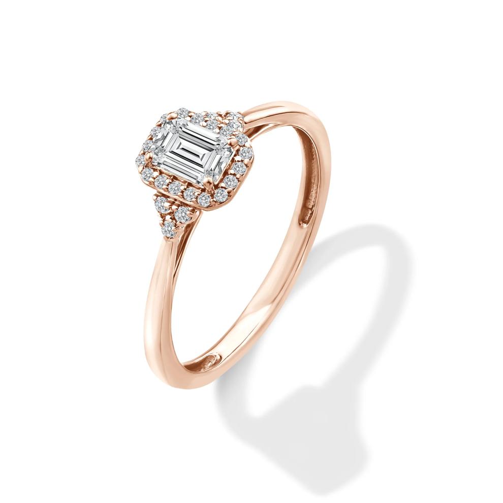 Lab Grown Diamond Emerald Center Halo Promise Ring in 10K Rose Gold (1/2 ct. tw.) – Image 4 of 4