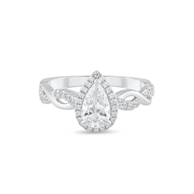 Diamond Pear-Shaped Center Halo Engagement Ring in Platinum (1 ct. tw.)
