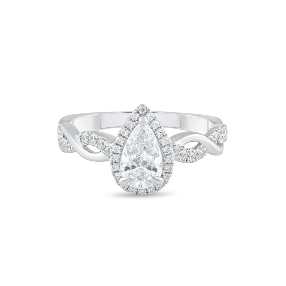 Diamond Pear-Shaped Center Halo Engagement Ring in Platinum (1 ct. tw.) – Image 1 of 4