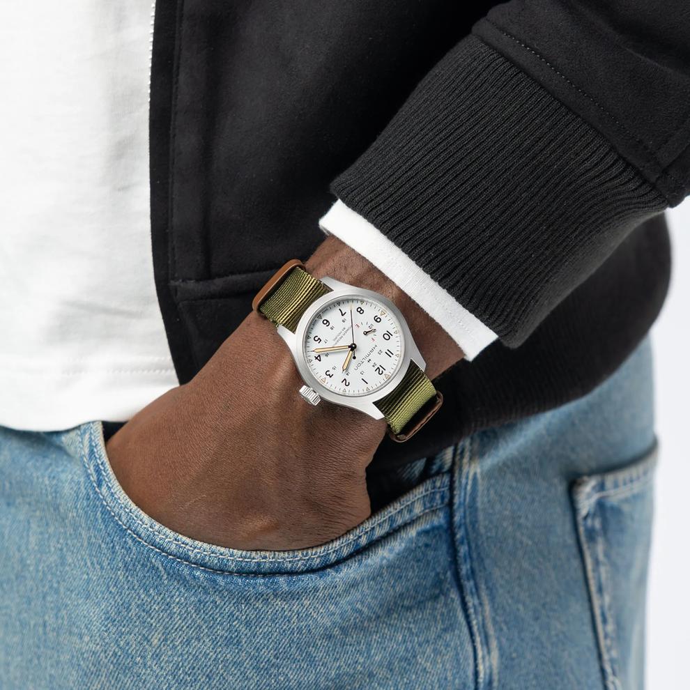 Khaki Field Mechanical Power Reserve Watch with Green Textile Strap – Image 4 of 4