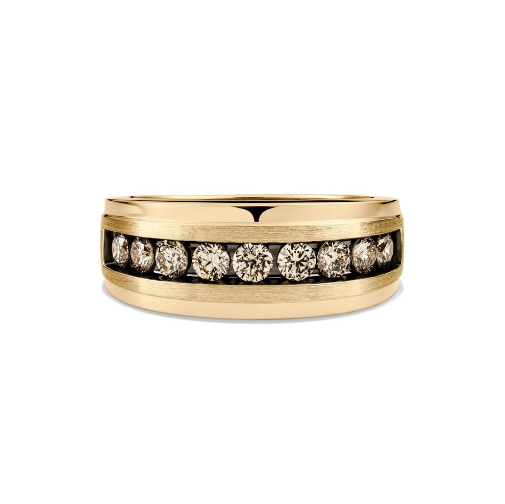 Men&rsquo;s Champagne Diamond Band in 10K Yellow Gold – Image 1 of 4