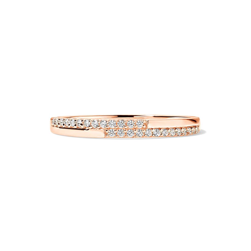 Diamond Split Double Row Stack Band in 10K Rose Gold (1/10 ct. tw.) – Image 1 of 4
