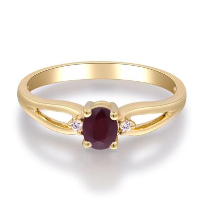 Ruby & Diamond Accent Split-Shank Ring in 10K Yellow Gold