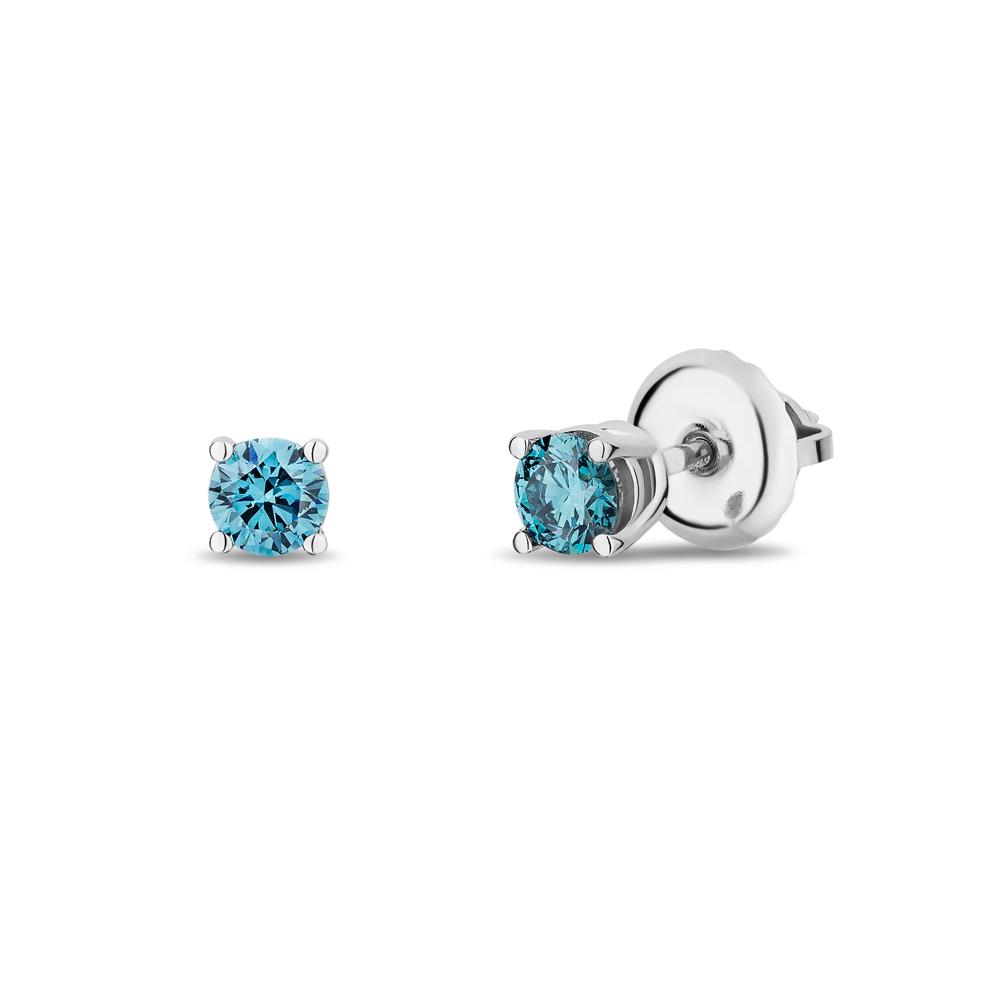 Lab Grown Diamond Blue Stud Earrings in 14K White Gold (1/4 ct. tw.) – Image 1 of 2