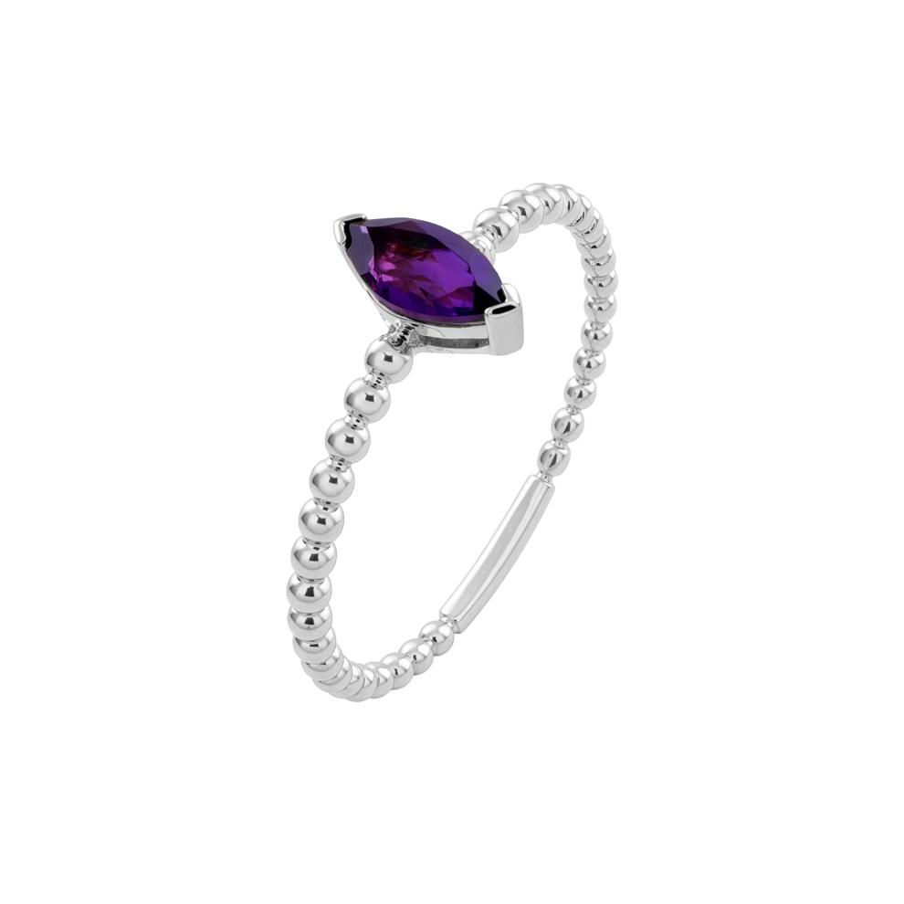 Purple Amethyst Beaded Shank Ring in Sterling Silver – Image 4 of 4