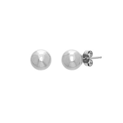 Polished Ball Stud Earring in 14K White Gold, 6mm