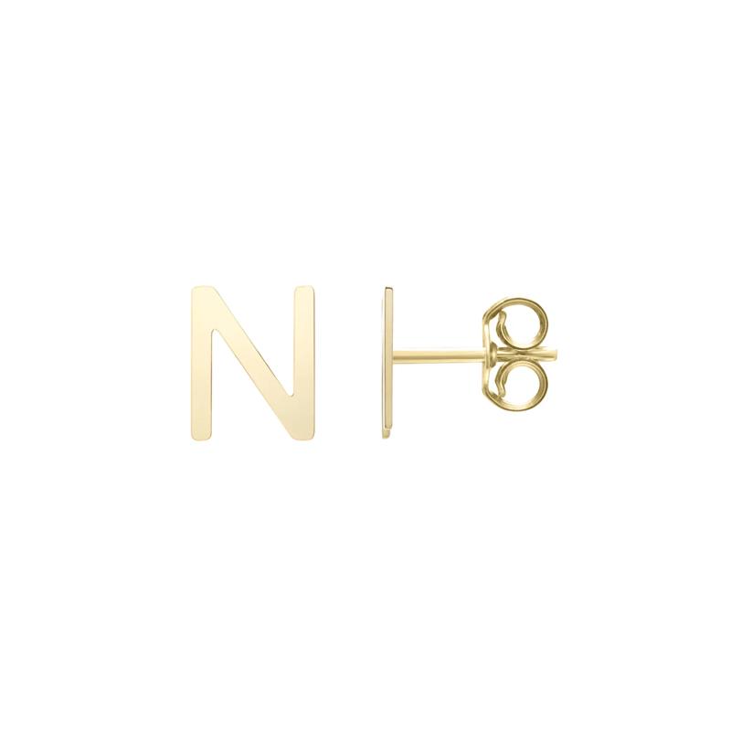Initial Stud Earrings Letter &ldquo;N&rdquo; in 14K Yellow Gold – Image 1 of 1