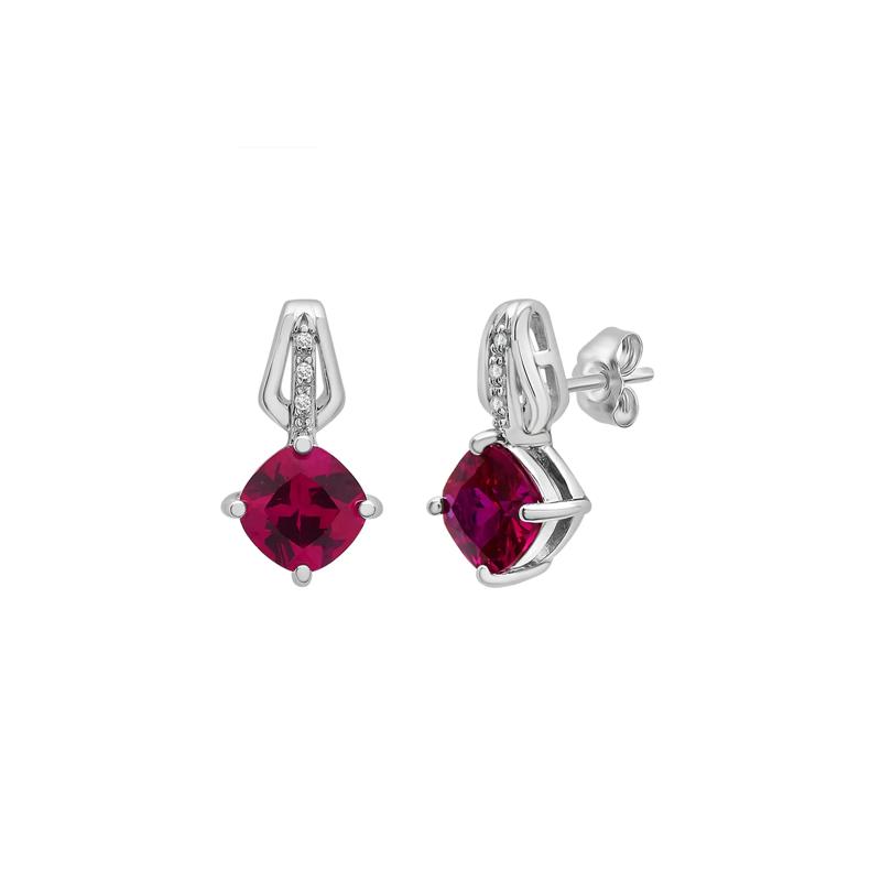 Lab Created Ruby &amp; Diamond Pendant &amp; Earring Boxed Set in Sterling Silver – Image 2 of 6