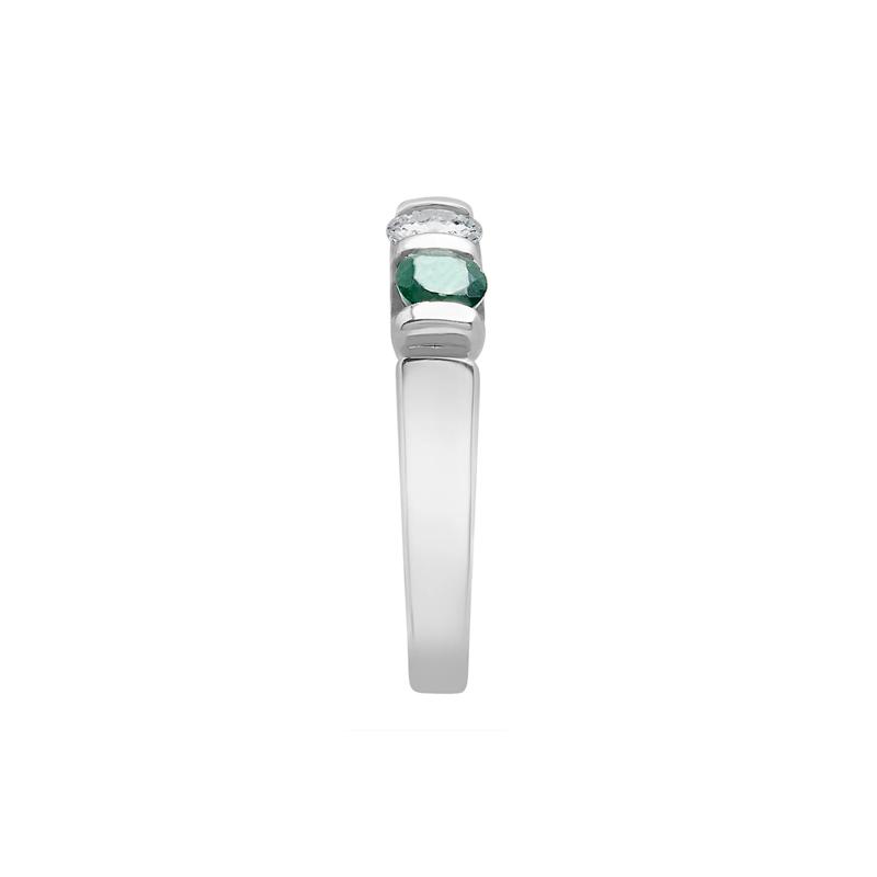 Emerald &amp; White Sapphire Ring in Sterling Silver  – Image 3 of 5