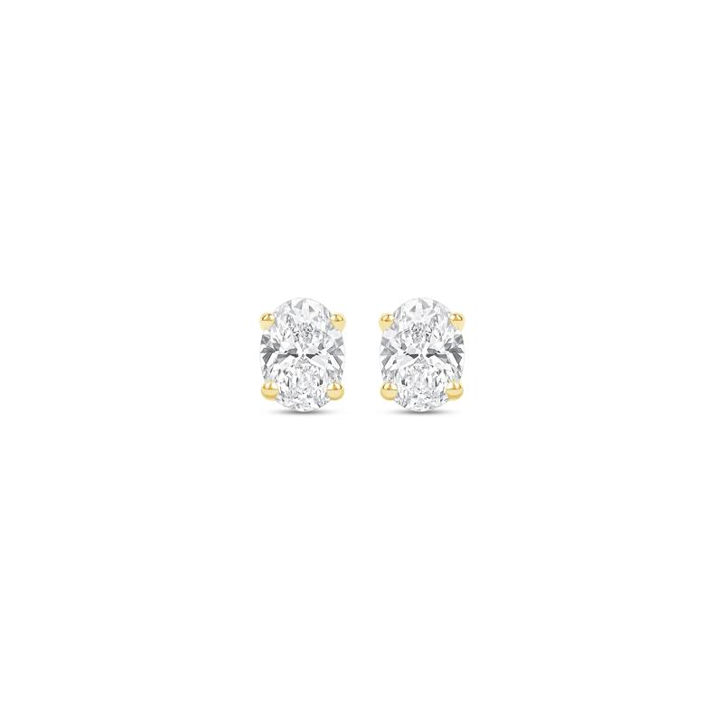 Lab Grown Diamond Oval-Shaped Solitaire Stud Earrings in 14K Yellow Gold &#40;1/3 ct. tw.&#41; – Image 2 of 3