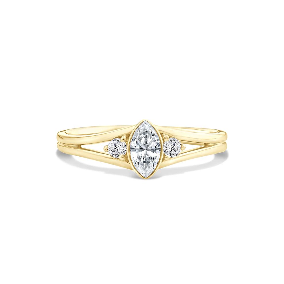 Lab Grown Diamond Marquise Center Promise Ring in 10K Yellow Gold (3/8 ct. tw.) – Image 1 of 4