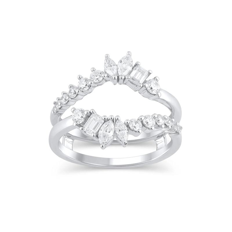 Lab Grown Diamond Off-Set Contour Insert Ring in 14K White Gold &#40;1 ct. tw.&#41; – Image 1 of 3