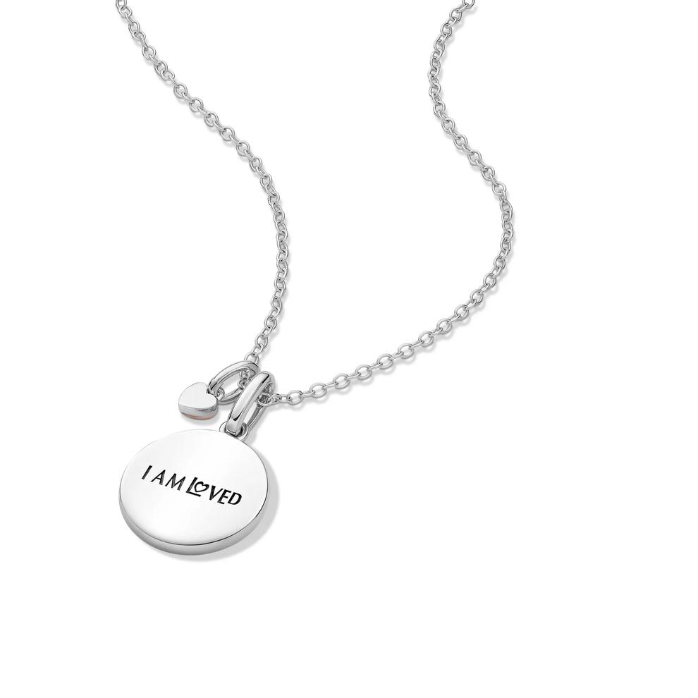 Lab Grown Diamond Accent Love Disc Pendant in Sterling Silver &amp; 10K Rose Gold – Image 5 of 5
