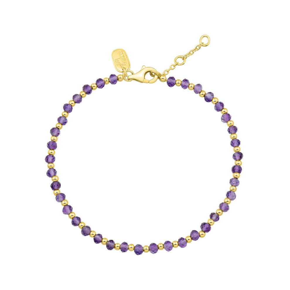 Purple Amethyst Beaded Bracelet in Vermeil, 7.5" – Image 1 of 1