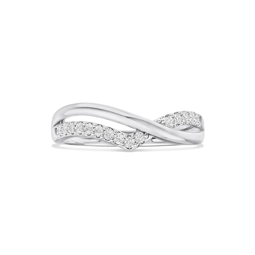Diamond Crossover Contour Ring in 14K White Gold (1/10 ct. tw.) – Image 1 of 4