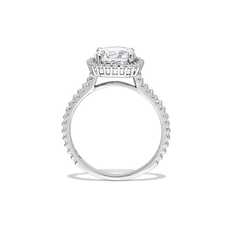Lab-Created White Sapphire Halo Ring in Sterling Silver – Image 2 of 4