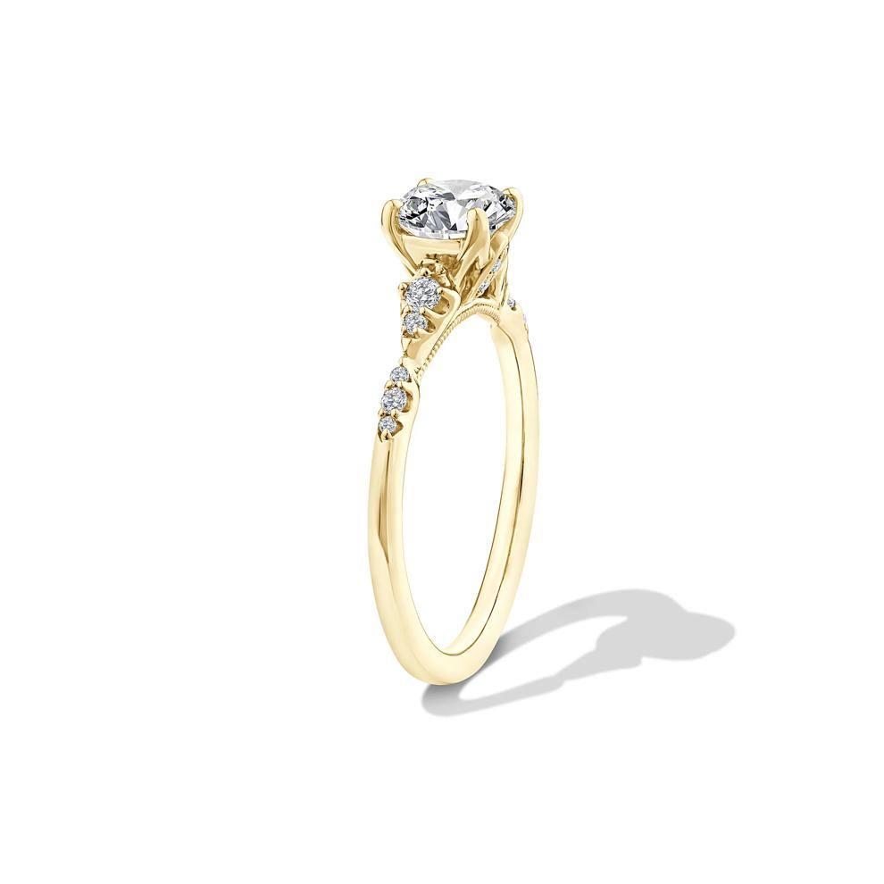 Lab Grown Diamond Round Center Faux Marquise Engagement Ring in 10K Yellow Gold (1 1/8 ct. tw.) – Image 3 of 4