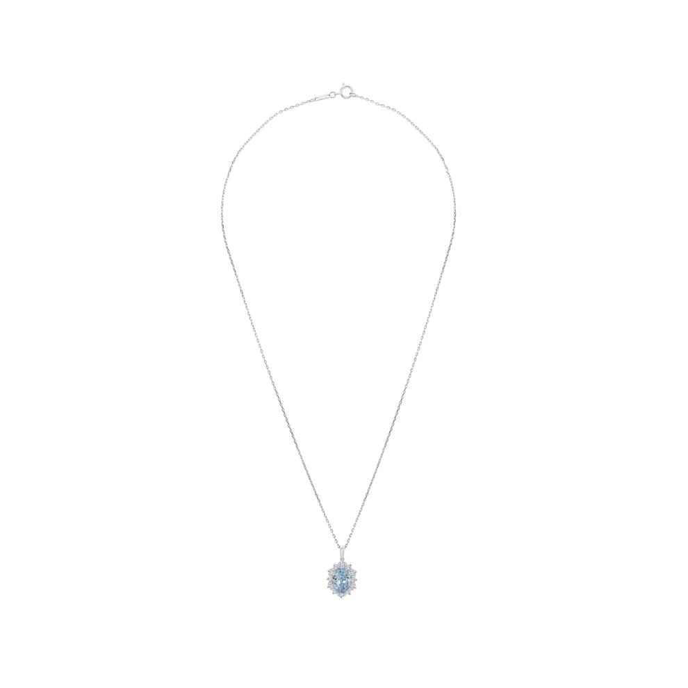 Lab Grown Diamond Blue Oval Center Pendant Necklace in 14K White Gold (4 ct. tw.) – Image 4 of 4