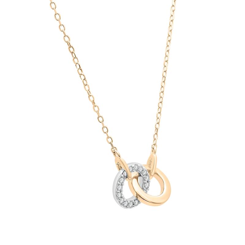 Two-Tone Diamond Linked Circle Necklace in 14K White and Yellow Gold &#40;1/10 ct. tw.&#41; – Image 2 of 6