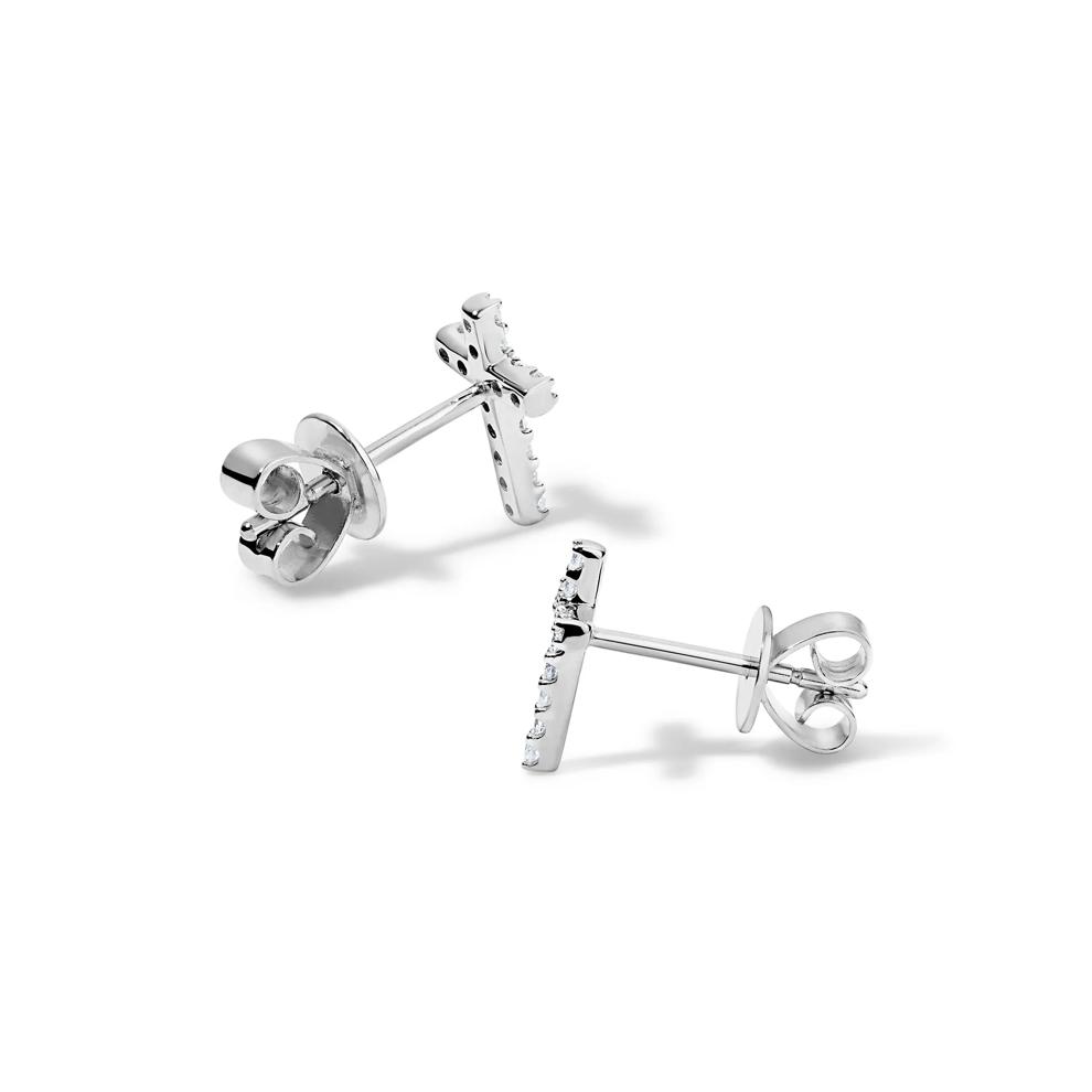 Diamond Cross Stud Earrings in 10K White Gold (1/8 ct. tw.) – Image 2 of 2