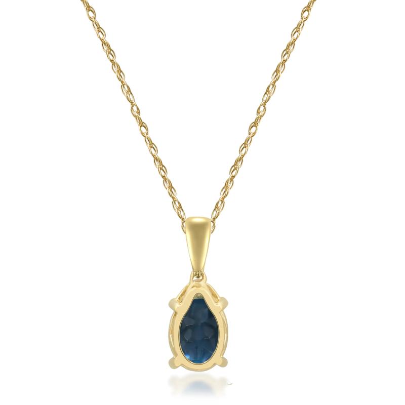 London Blue Topaz and Diamond Accent Necklace in 10K Yellow Gold – Image 3 of 4
