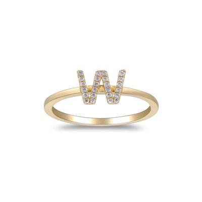 Diamond Accent "W" Initial Ring in 10K Yellow Gold
