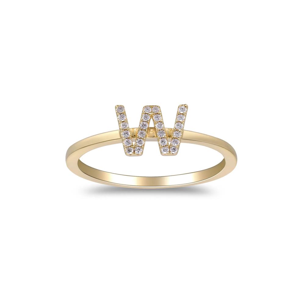 Diamond Accent "W" Initial Ring in 10K Yellow Gold – Image 1 of 5