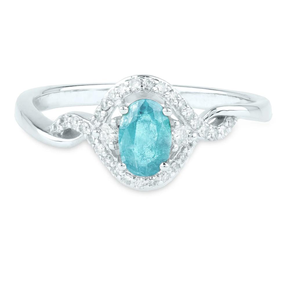 Aquamarine and Diamond Ring in 14K White Gold (1/7 ct. tw.) – Image 1 of 3