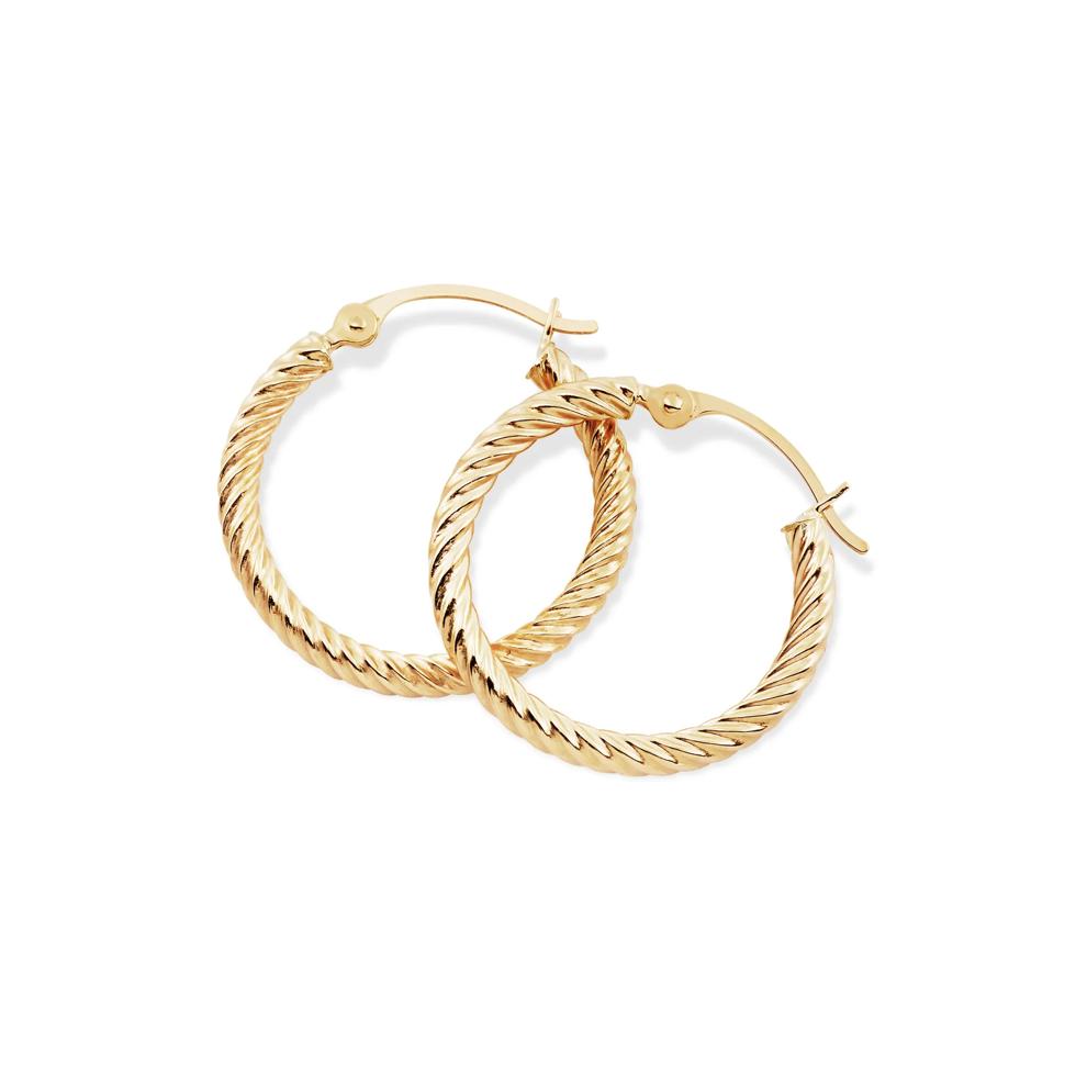 Polished Cable Tube Hoop Earrings in 14K Yellow Gold, 20x20mm – Image 2 of 2