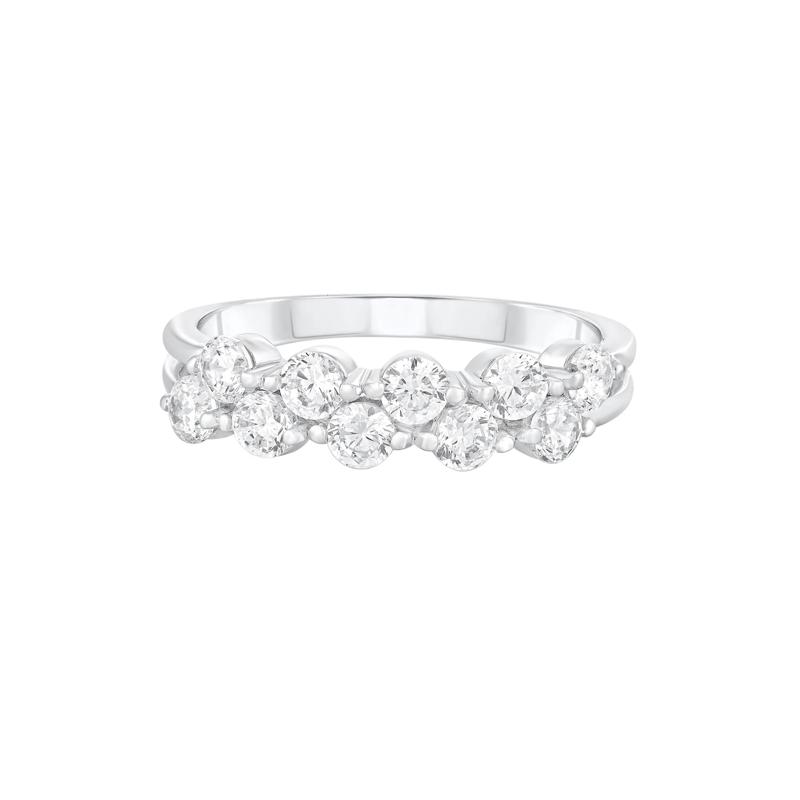 Diamond Double Row Offset Ring in 14K White Gold &#40;1 ct. tw.&#41; – Image 1 of 3