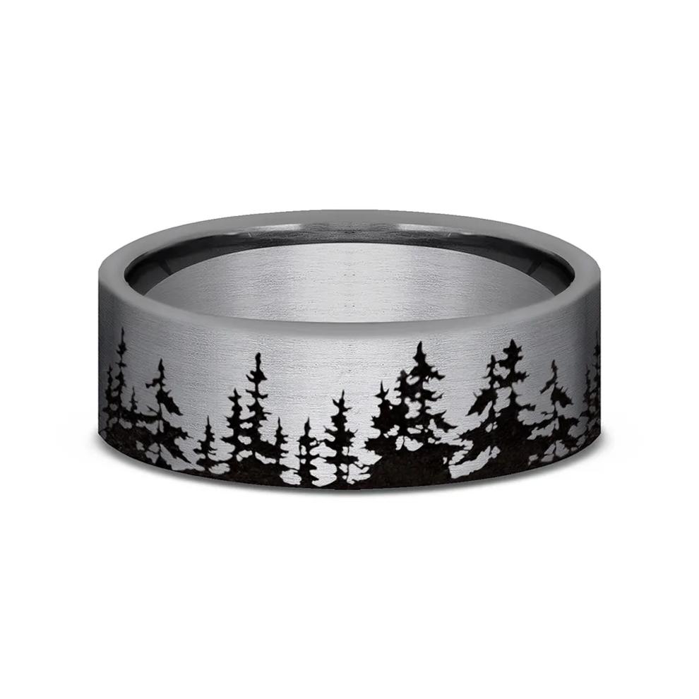 Men&rsquo;s Tantalum Tree Line Band, 8MM – Image 1 of 3