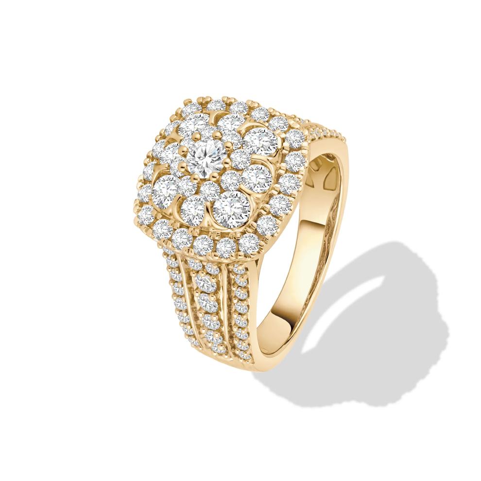 Diamond Multi-Row Composite Engagement Ring in 10K Yellow Gold (2 ct. tw.) – Image 4 of 4