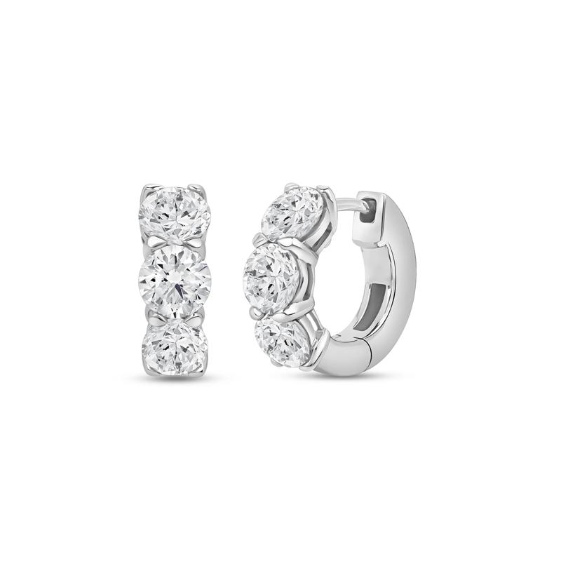Lab Grown Diamond Huggie Hoop Earrings in 14K White Gold &#40;4 ct. tw.&#41; – Image 1 of 3