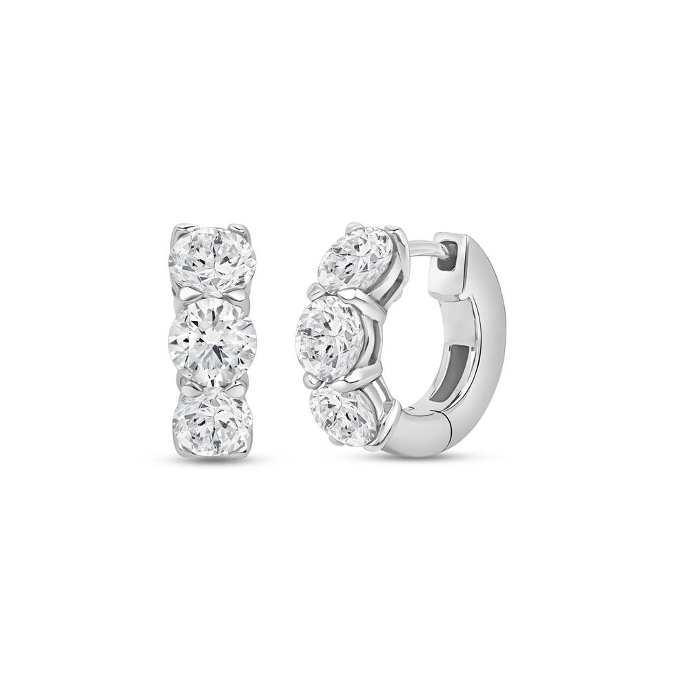 Lab Grown Diamond Huggie Hoop Earrings in 14K White Gold (4 ct. tw.) – Image 1 of 3