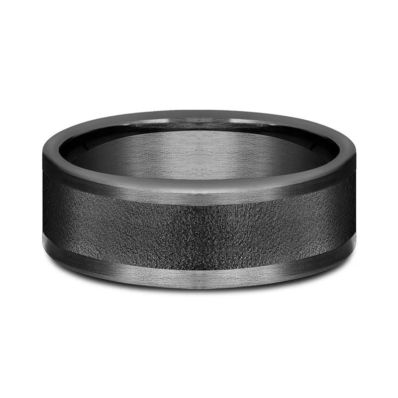 Men&#39;s Wirebrush Finish Band in Tantalum, 8MM – Image 1 of 3