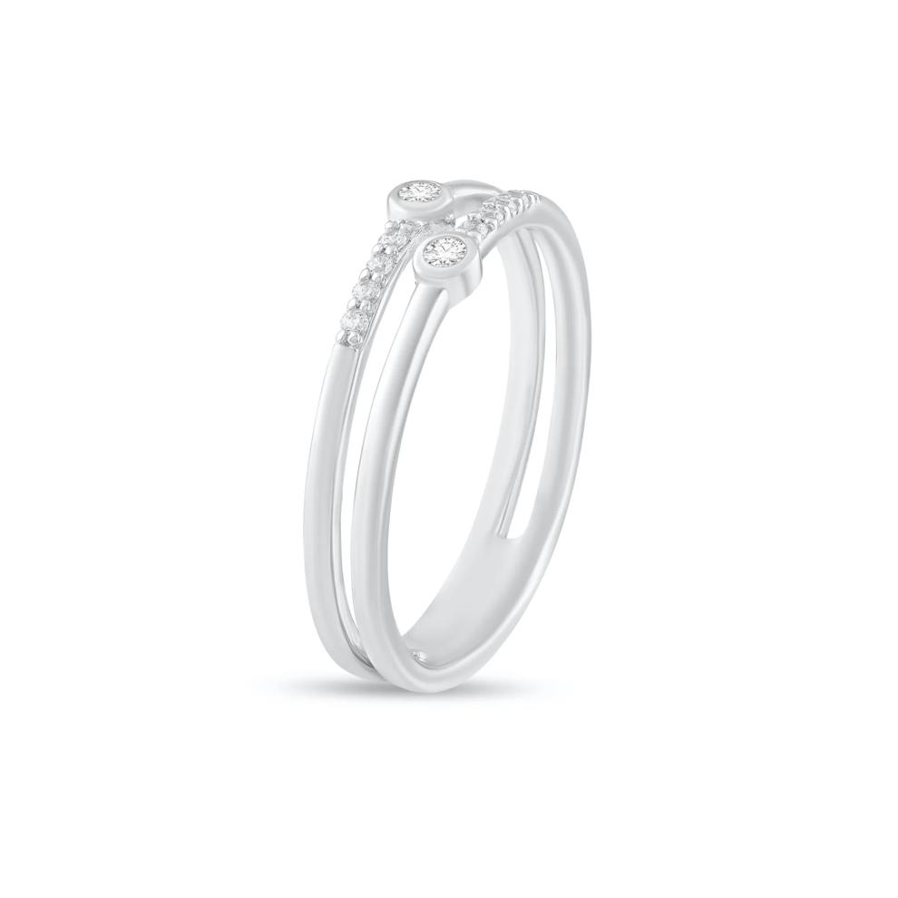 Diamond Double Row Ring in Sterling Silver (1/10 ct. tw.) – Image 3 of 4