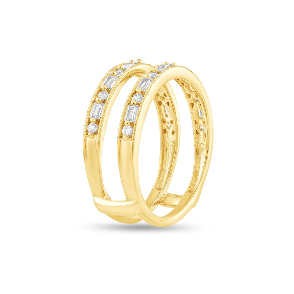 Diamond Round &amp; Baguette Milgrain Insert Ring in 10K Yellow Gold (1/3 ct. tw.) – Image 3 of 4